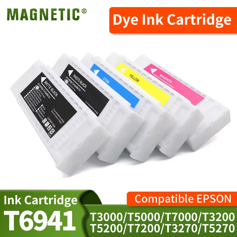 Cartucho de tinta de tinte de 700ml T6941 T6942 T6943 T6944 T6945 compatible con Epson T3000 T5000 T7000 T3200 T5200 T7200 T3270 T5270 T7270