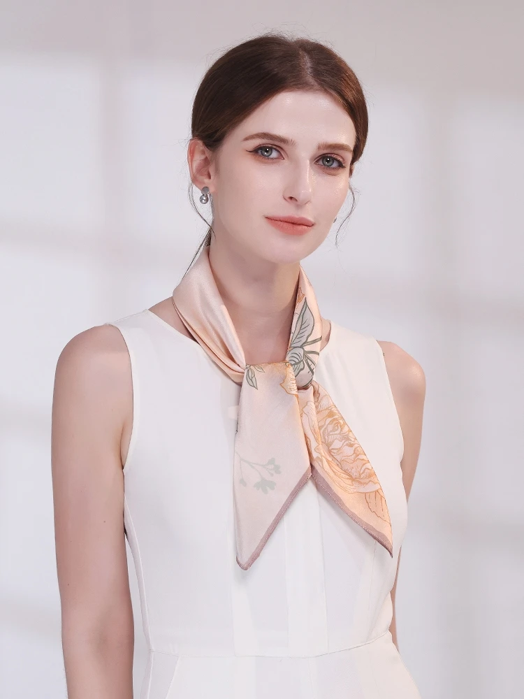 上海ストーリーシルクスカーフ女性用多用途ネックラップマルベリーシルクスクエアスカーフデジタルプリント花柄秋冬