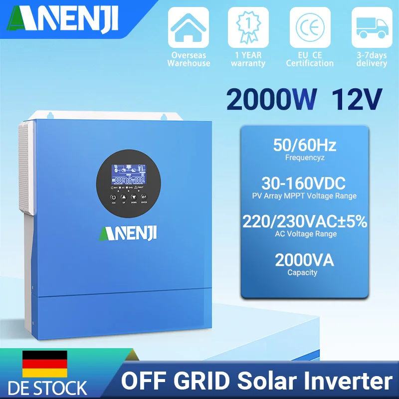 4KW 24V Hybrid Solar Inverter On Grid Off Grid Inverter Pure Sine Wave  Build in MPPT 100A Solar Charge Controller For PV 60-500