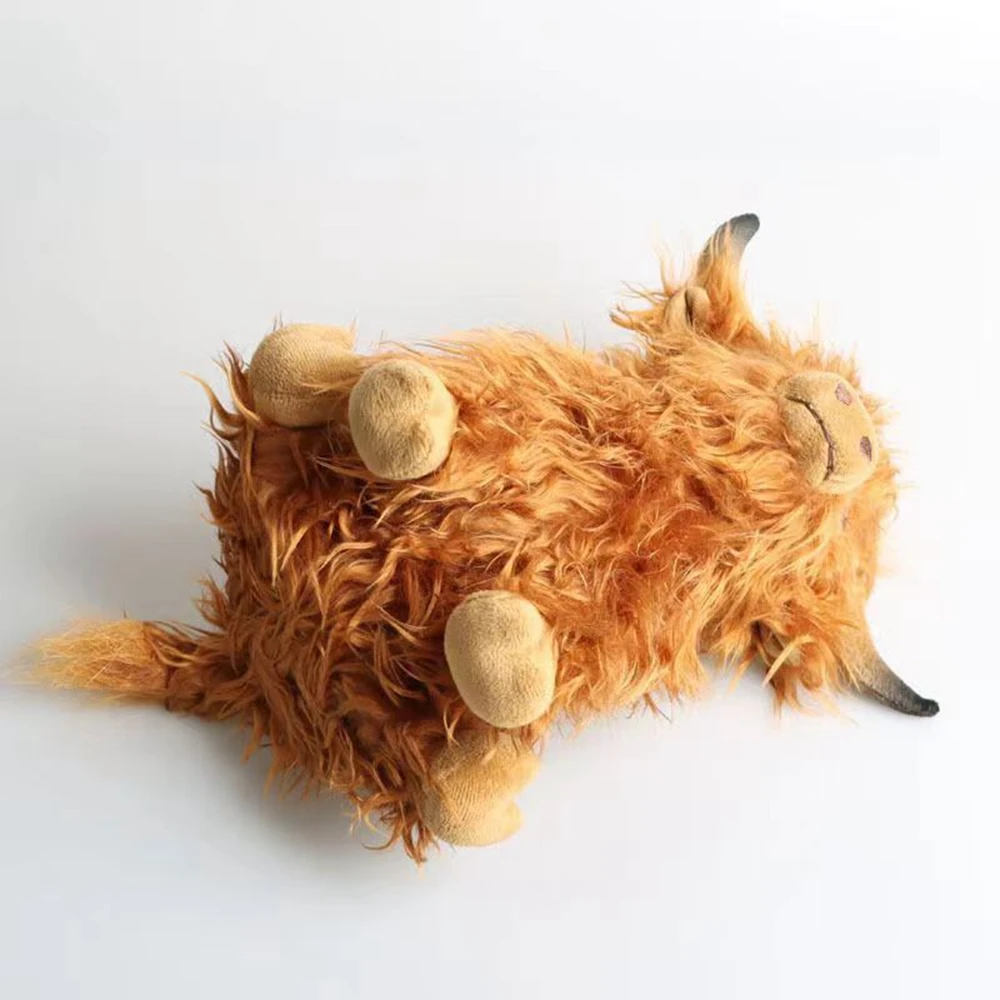 25cm Scottish Highland Cow peluche seduta postura capelli lunghi simulazione carina Kawaii Cow Doll Festival invia compleanno per bambini