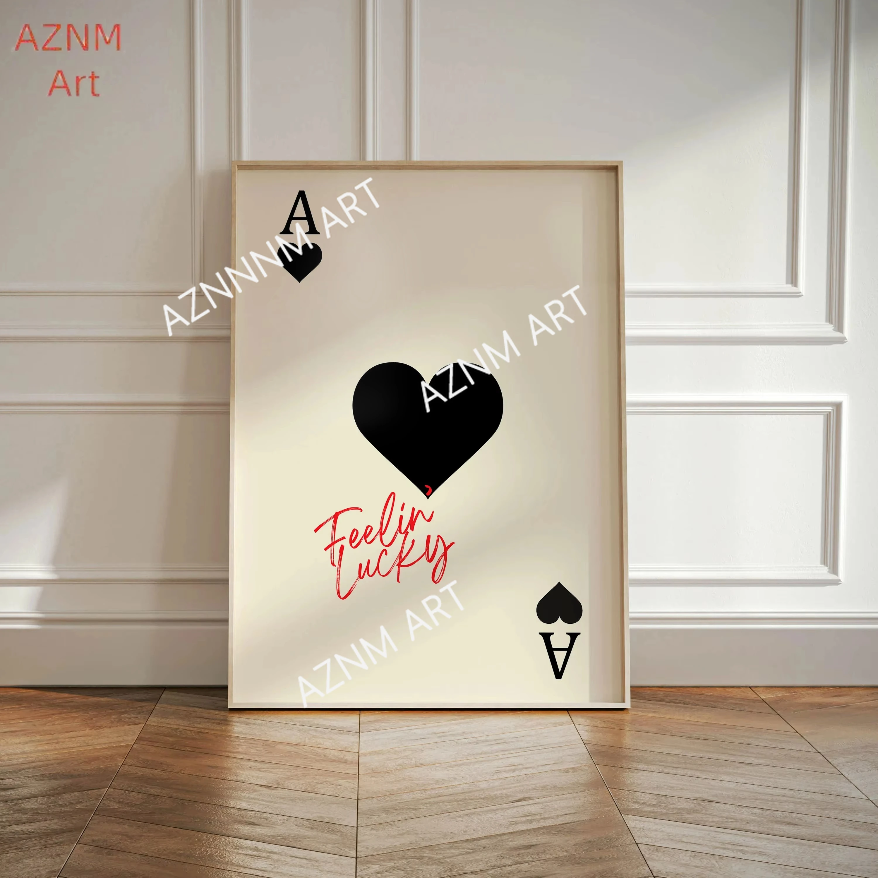 Fashion Feeling Luncy Heart Playing Card Canvas Print Lucky Me No. 8 Ball Cherry Food Wall Art Poster for Kitchen Home Decor