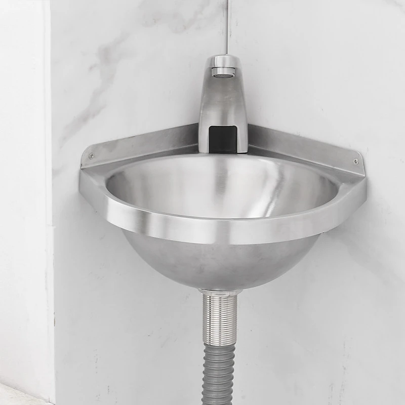 304 Stainless Steel Wall Mounted Corner Sink Compact Space Saving Small Bathroom Wash Basin for RV Hotel Apartment Project