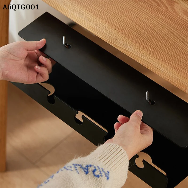 Sturdy under Desk Cable Management Tray with Clamp Power Strip No Drilling Spacious Cord Holder for Organizing Desktop