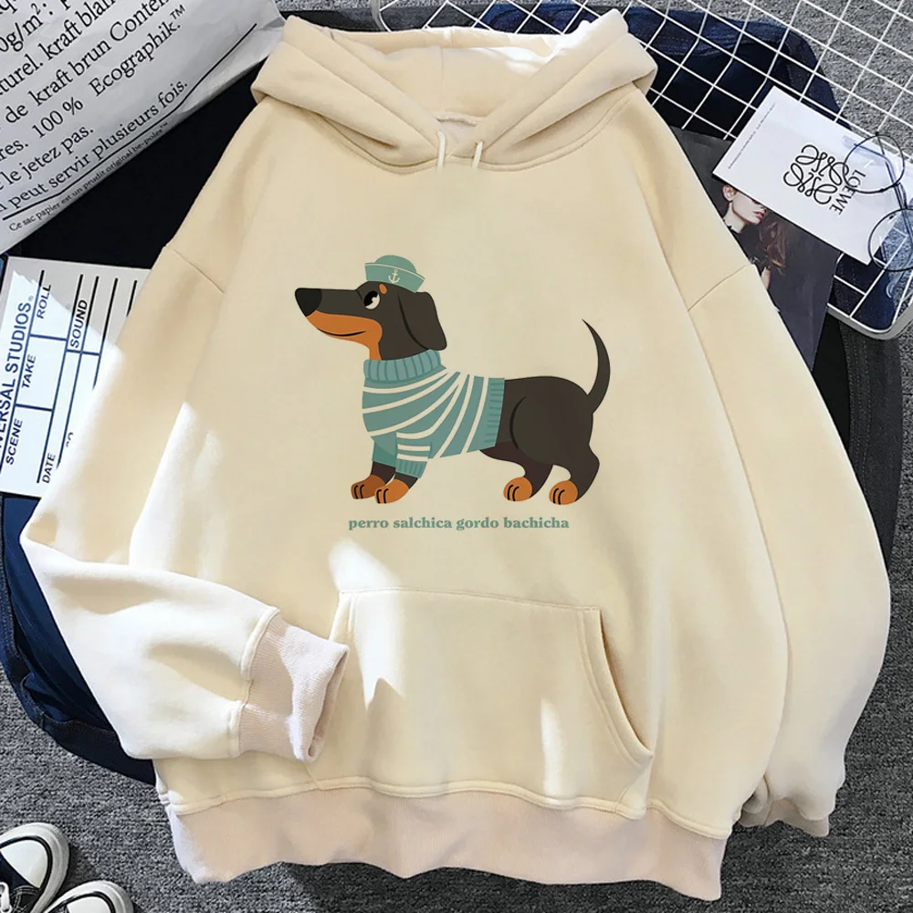 Sudadera con capucha de Perro Salchicha para niña, ropa informal con estampado japonés, chándales de diseño impreso, ropa informal juvenil, Invierno