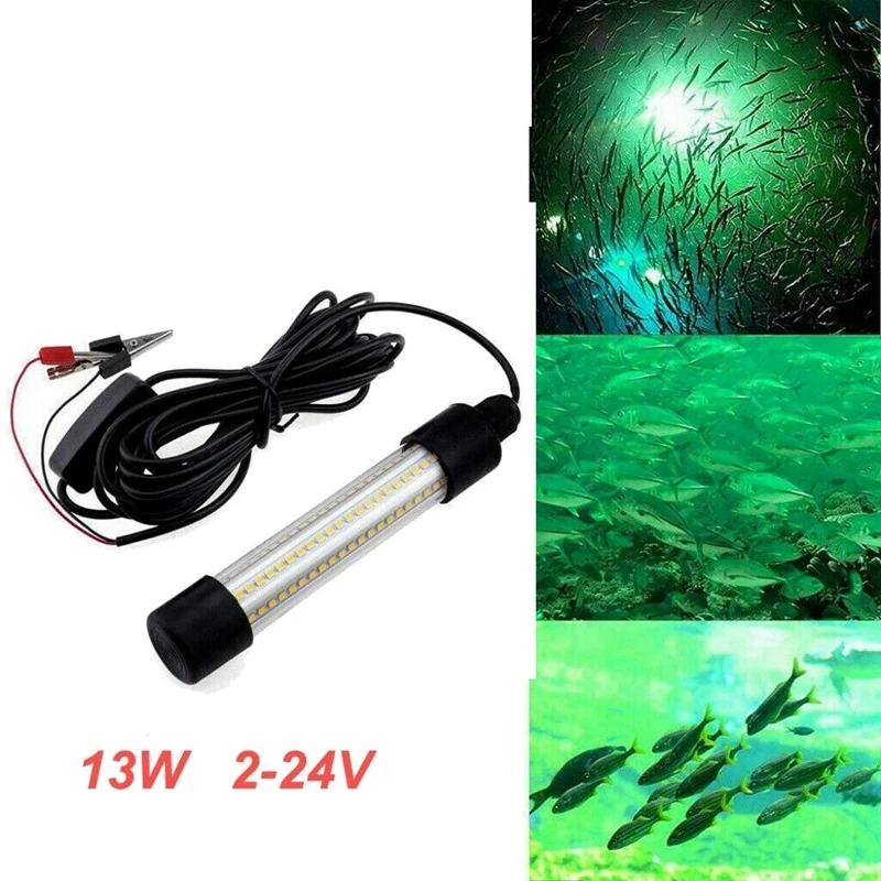 Boat Yachts 12V LED Underwater Submersible Fishing Light Night Boat Attract Fish Lamp Green Light