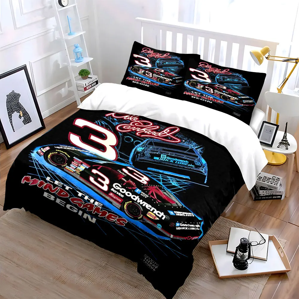 Bold racing theme with number three Print Bedding Set 1 Duvet Cover 2 Pillowcases for Adult and Children Luxury Gift Full Size