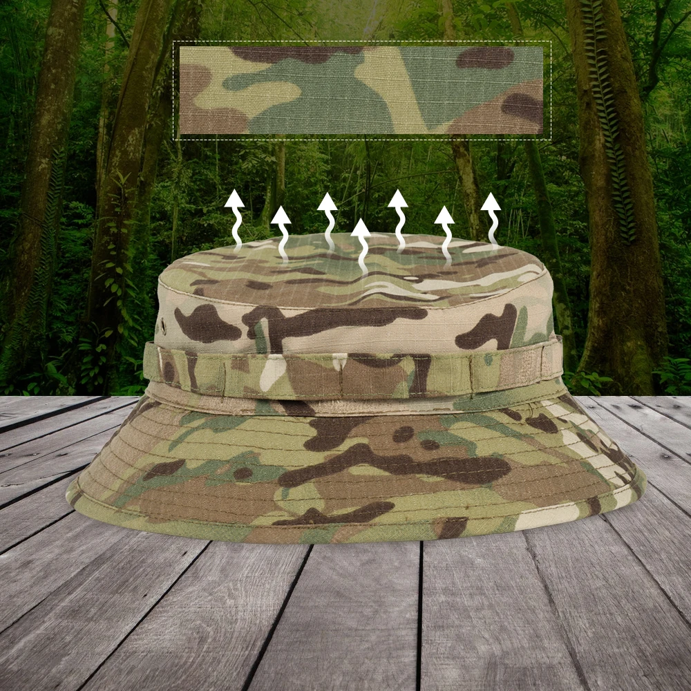 Camouflage Tactical Cap Boonie Bucket Hat Outdoor Sports Climbing Fishing Hiking Hunting Camping Sun-proof Panama Hats Men