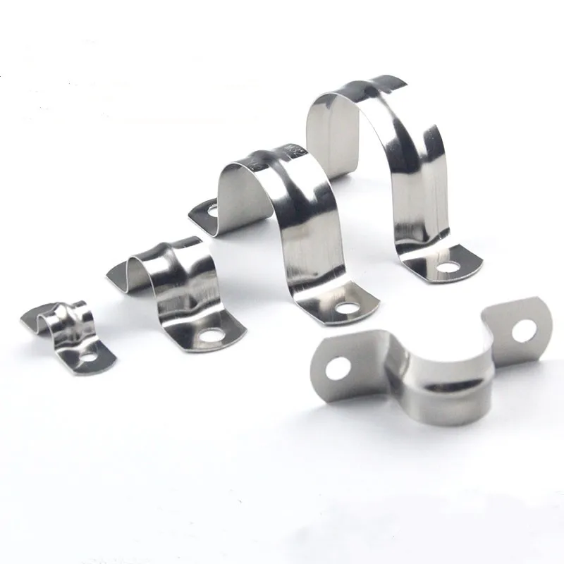 5/10Pcs 304 Stainless Steel Thickened Ohm Tube Card U Type Water Pipe Clamp Pipe Card Horseback Saddle Clamp Throat Hoop Bracket