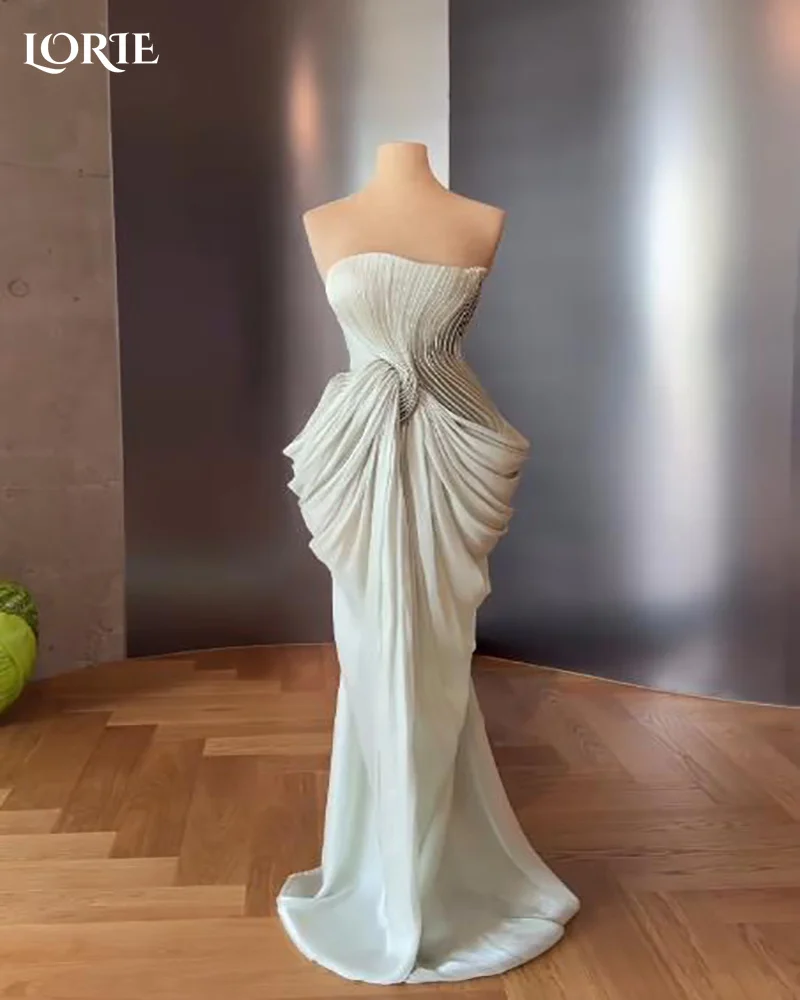 LORIE Shiny Party Dress Sweetheart Mermaid Pleats Evening Dress Ruched Prom Dress Crepe Sparkly Satin Party Gown Club Customized