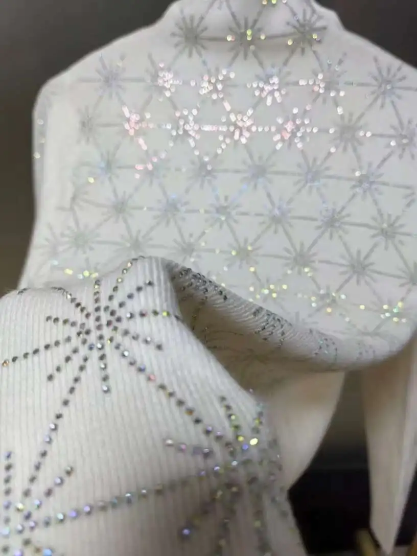 

Sparkle Dias Hot Drilg свитер женский осенне-зимний водолазка белый трикотаж топ вязаные пуловеры джемперы