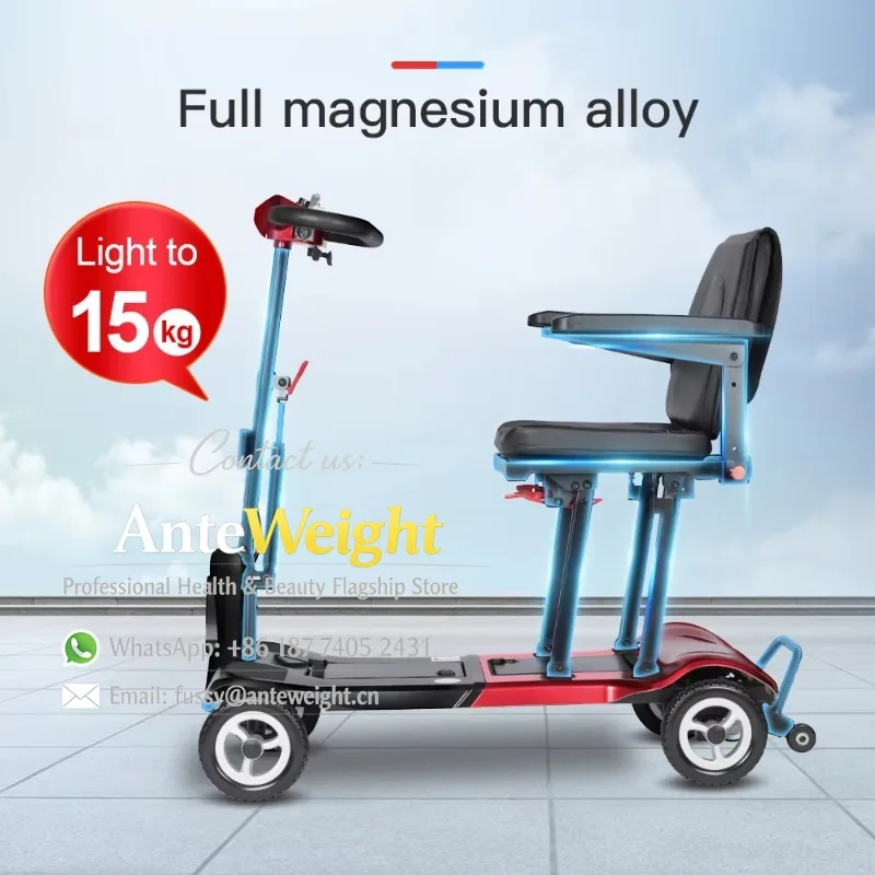 Magnesium 15Kg Lightweight Mobility Scooters Powerful Brushless Long Range Electric Portable Mobility Scooter for Senior Disable