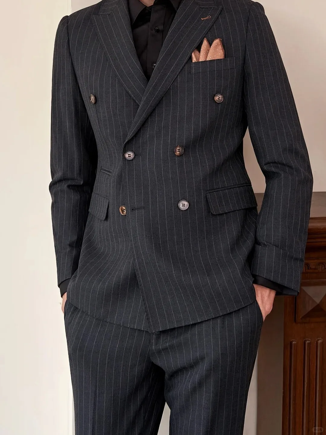 2-delig herenpak set double-breasted business casual slim fit herenpak op maat bruidegom pak (jas + broek) set voor bruiloft