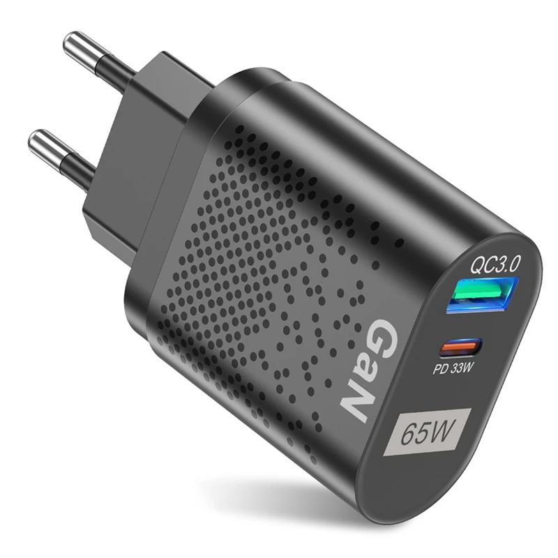 65W Mobile Phone Fast Charger Multi-Port QC3.0 PD Multiplug Fast Charging Hand Charger For Iphone Samsung Huawei Parts EU Plug