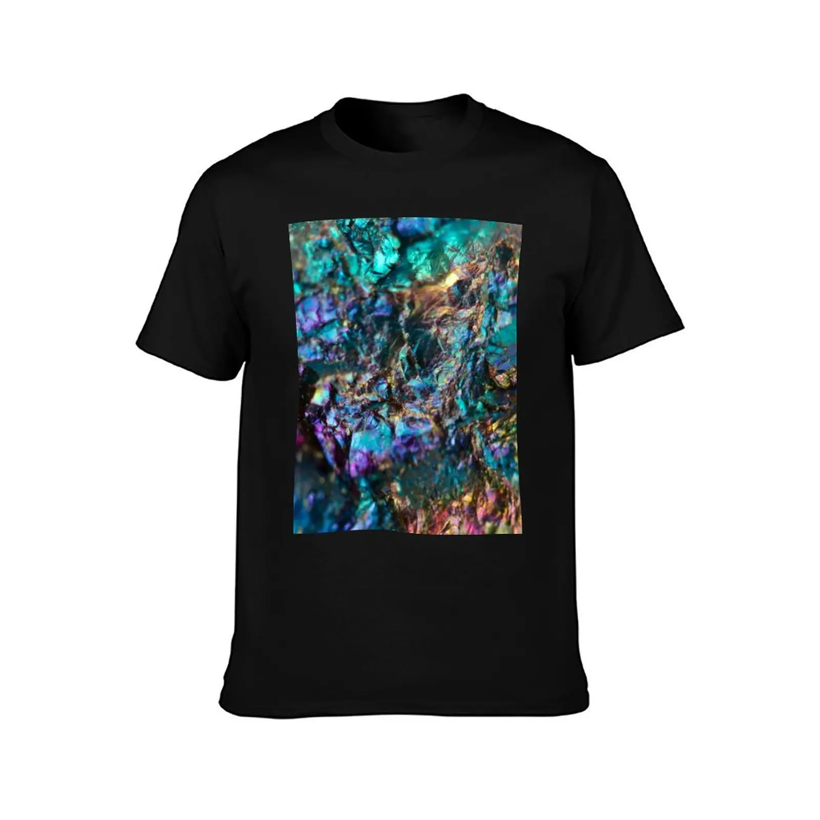 Turquoise Oil Slick Quartz T-Shirt Large Size Casual Tee Shirt