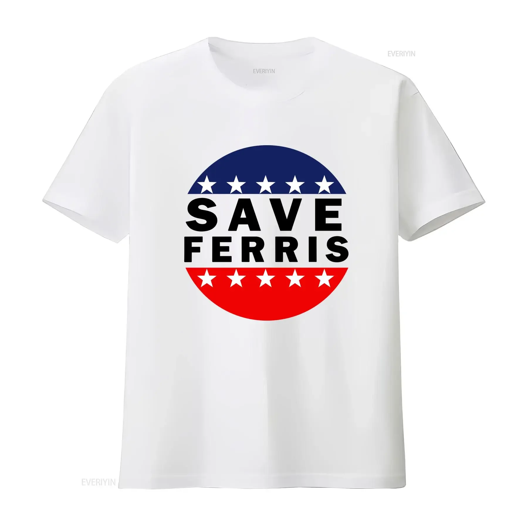 Ferris Bueller Day Off Save Movie 80S Funny T Shirt T1813 USA Flag Design  vintage Washed homme Comfortable streetwear fashion