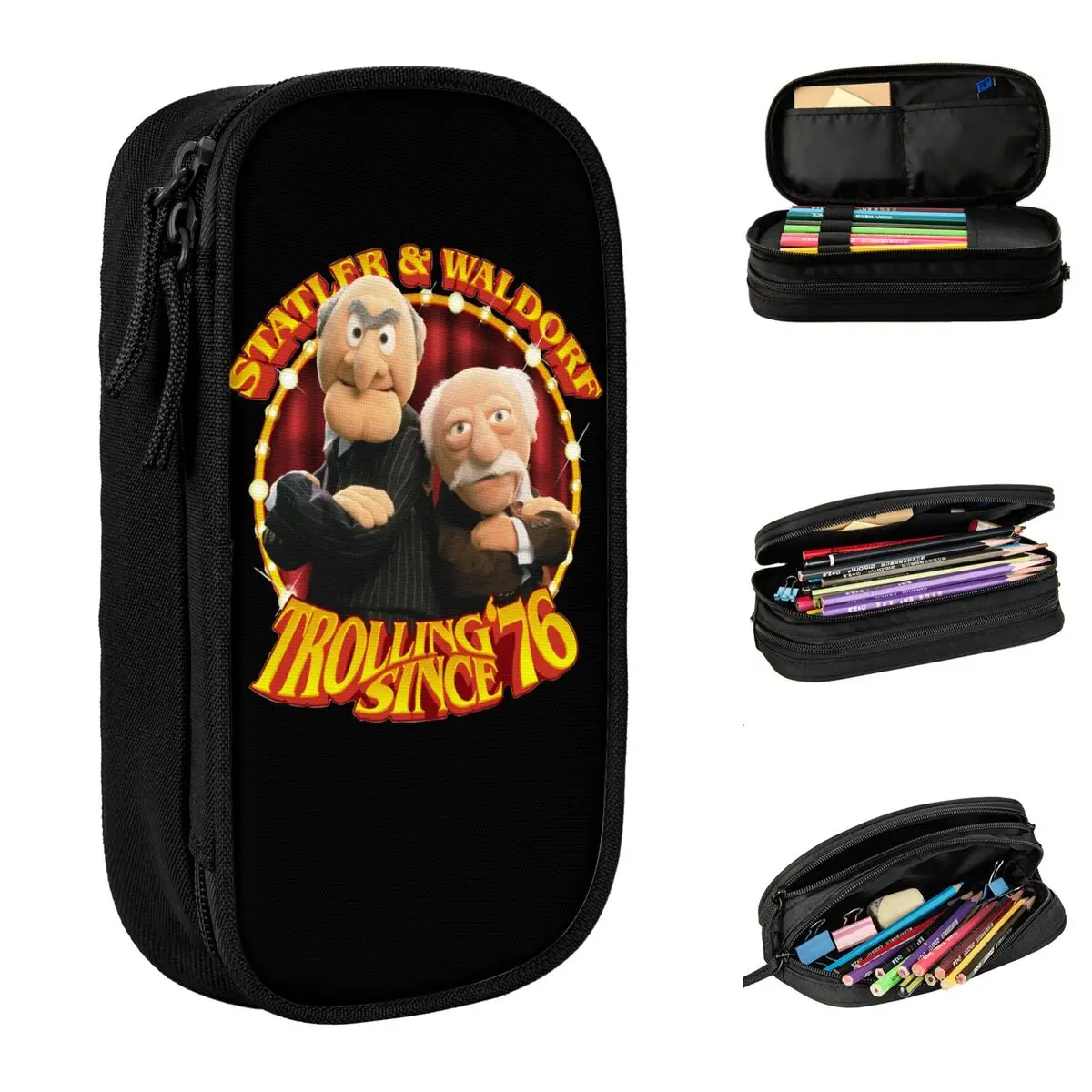 Fun Trolling 76 Since Statler And Waldorf Muppet Show Pencil Cases Pencil Pouch Pen Kids Bag Students School Gift Stationery