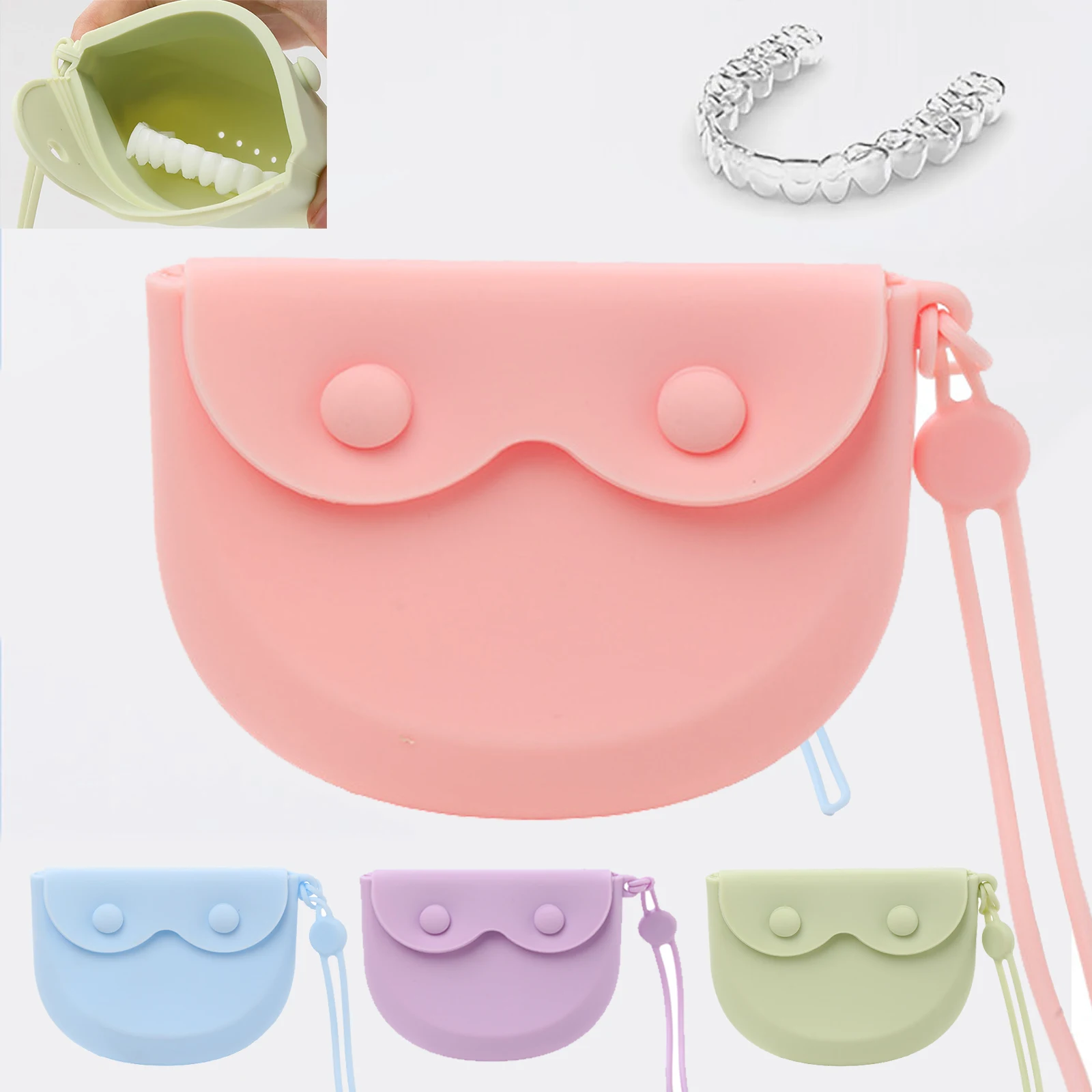 Silicone Denture Case Orthodontic Retainer Denture Tray Box Mouth Guard Container False Teeth Protective Case Braces Storage