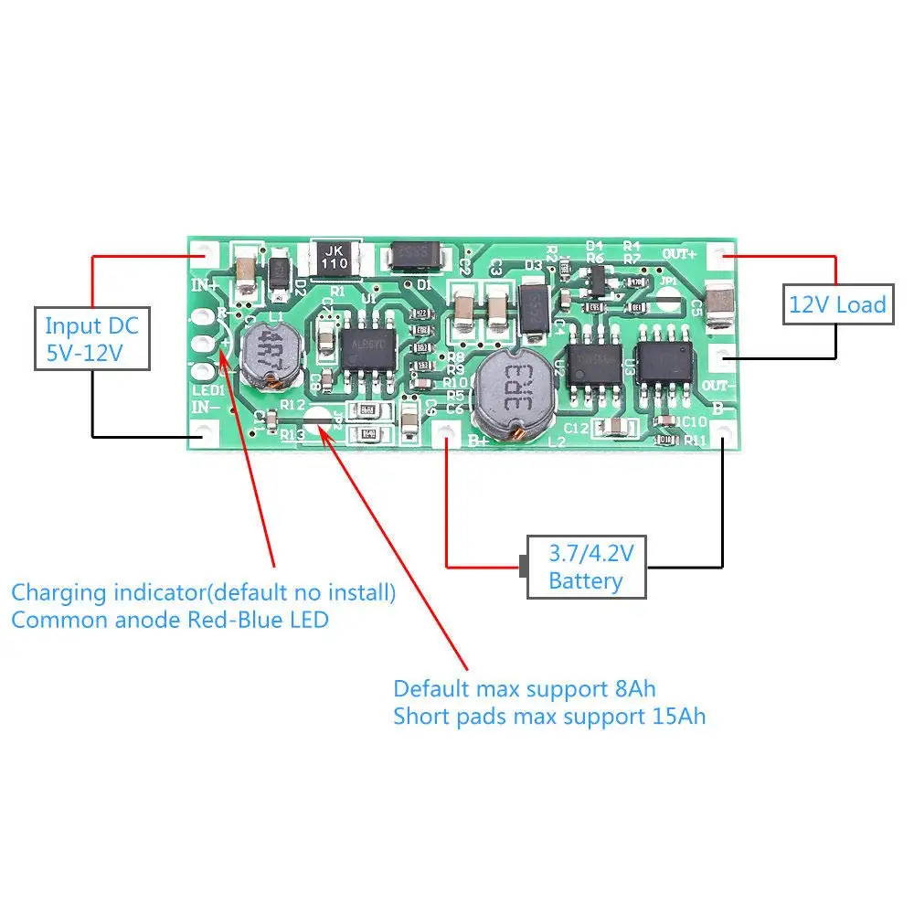 DC 5V 9V 12V Charging Step Up Booster Module for 18650 Lithium Battery UPS Voltage Converter Protection