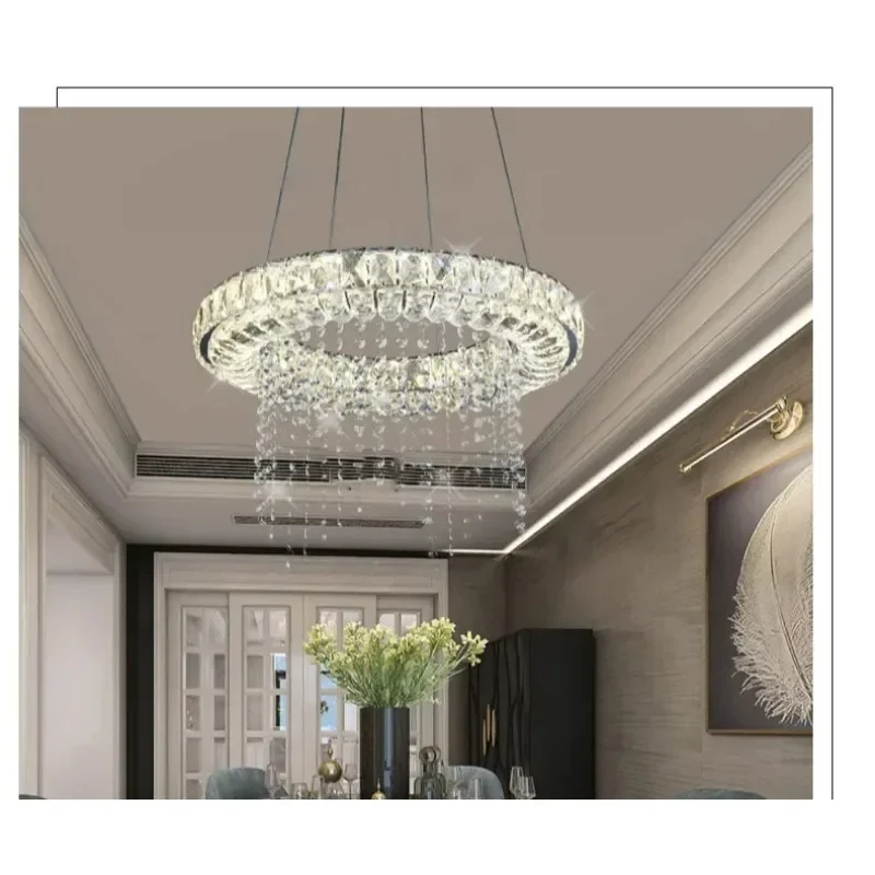 2025 Crystal Smart Lighting Dimmable LED Chandeliers Modern For Dining Kitchen Living room Lamp Chandelier lustre industriel