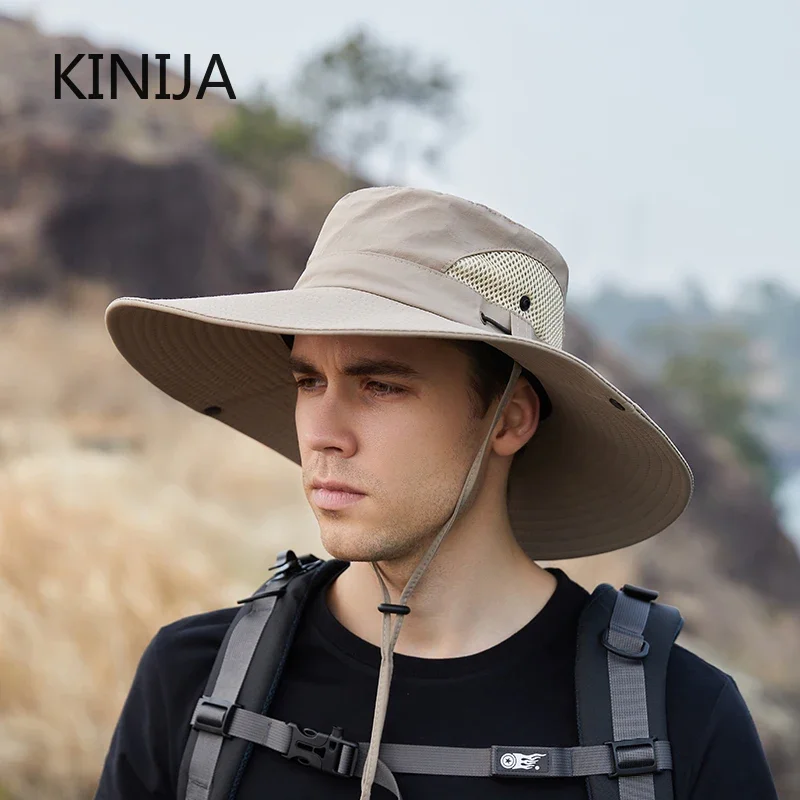 Bucket Hat Men Outdoor Fishing Hiking Climb Wide Brim Visor Dual Fisherman Hat Sun Protection Breathable UV Anti Cap Summer Hat