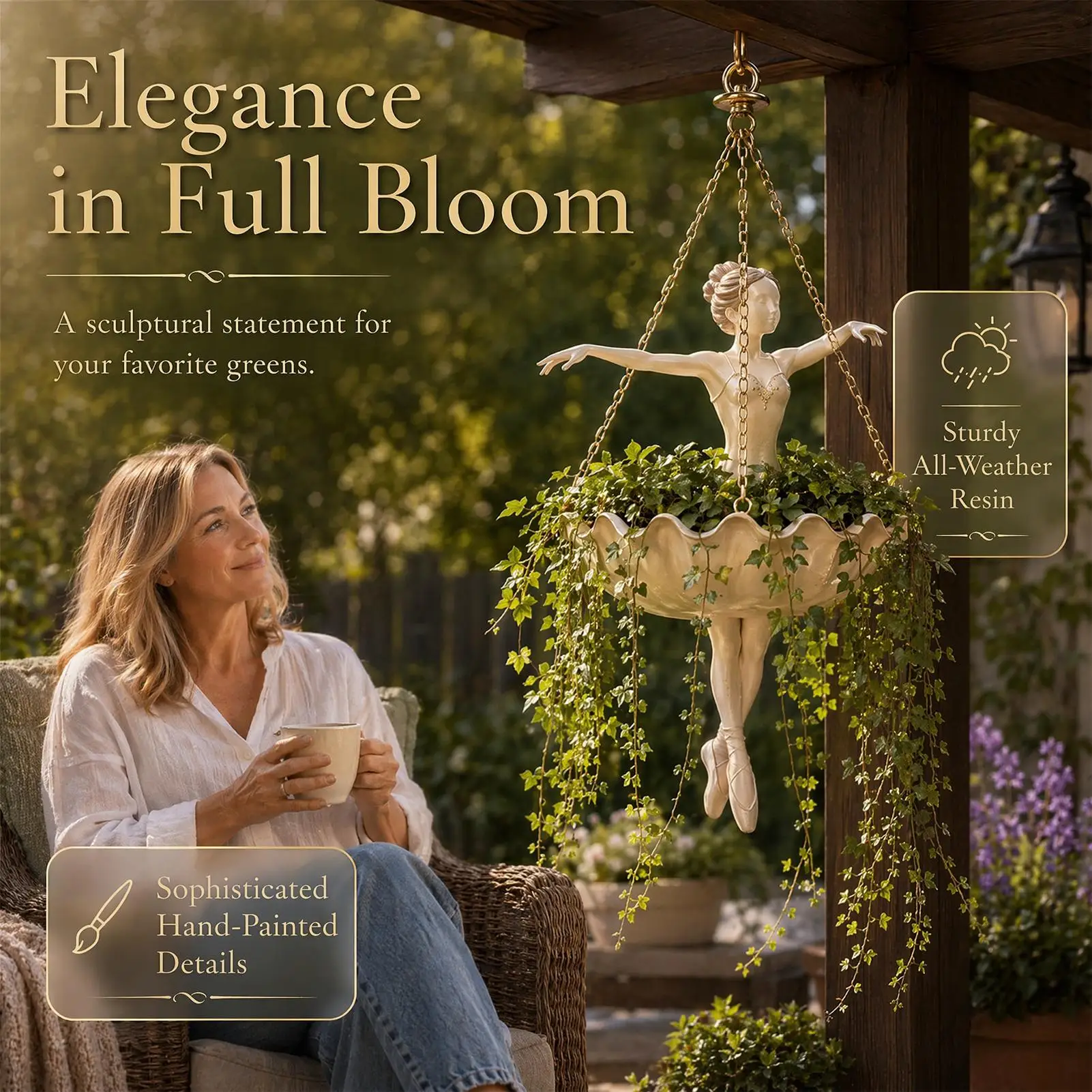 Resin Flower Pot Elegant Hangable Ballerina Figure Swinging Plants Growing Pots For Living Room Dining Room Balcony Cafe