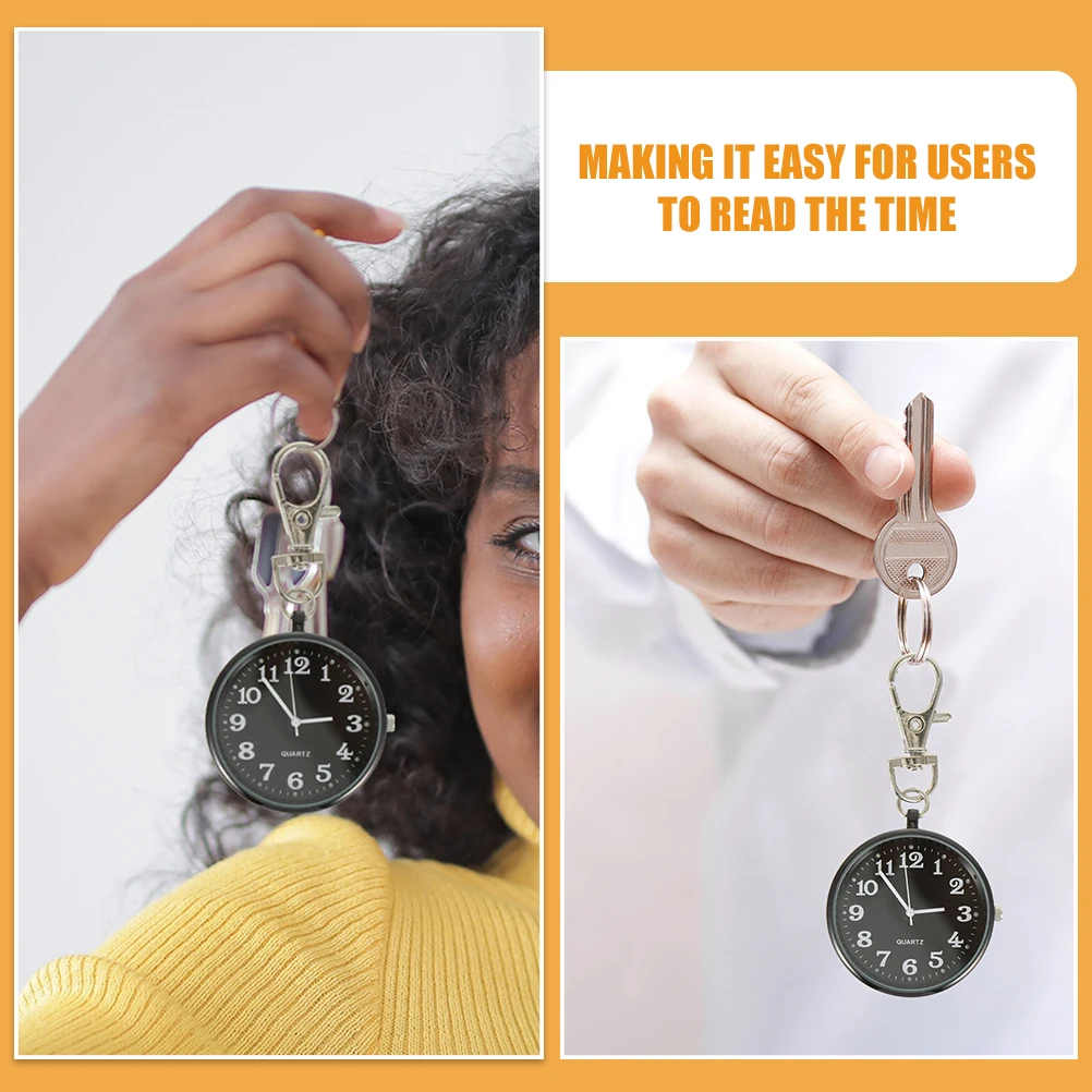 2 pçs quartzo pendurado grande dial relógios de bolso display digital chaveiro relógios para estudantes idosos enfermeiras portátil peito