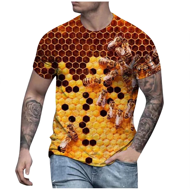 New Fashion Honey Bee 3D Print Funny T Shirts Men\'s And Women\'s Clothing Summer Short Sleeve T-Shirt Unisex Streetwear Tops Tees