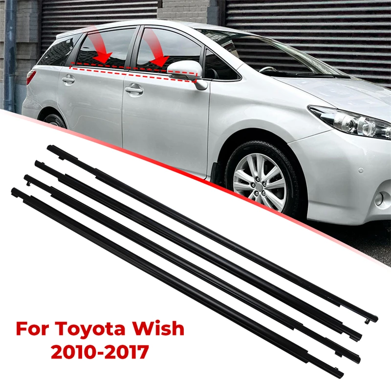 Car Window Weatherstrips For Toyota Wish 2010 - 2016 2017 Side Window Moulding Trim Sealing Belts Seal Strips 75711 75722-68021