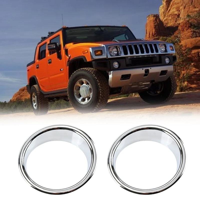 NEW-Car Chrome Fog Light Lamp Trim Covers For HUMMER H2 2003-2010