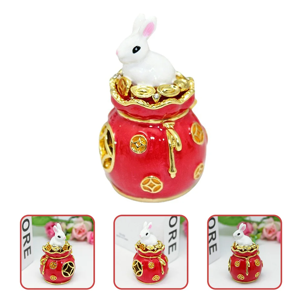 

Bunny Jewelry Storage Box Small Rabbit Shaped Decorative Jewelry Case Portable Desktop Organizer for Earrings Necklaces