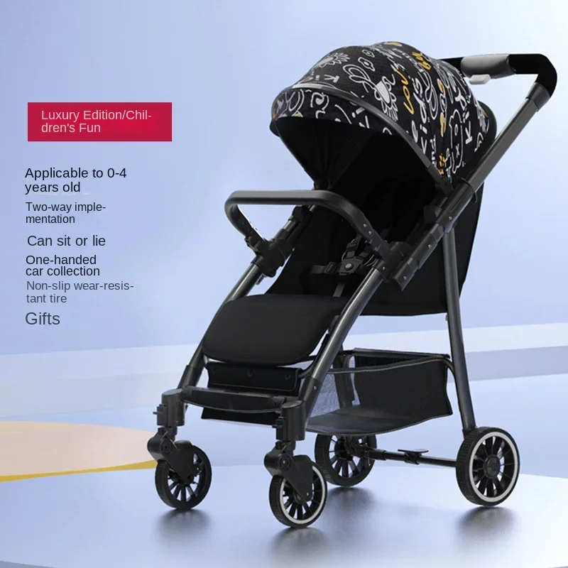 Two-way Seat Stroller Newborn Baby Two-way Seat High Landscape Lightweight Folding Travel Stroller Four-wheeled Baby Stroller