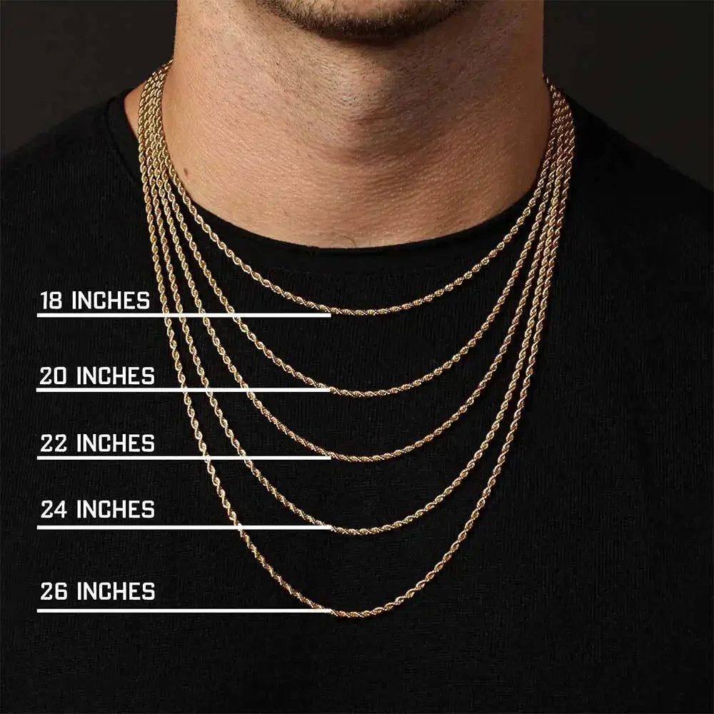 2-6MM Gold Color Twisted Rope Chain Necklace Stainless Steel Never Fade Waterproof Choker For Men Women Fashion Jewelry