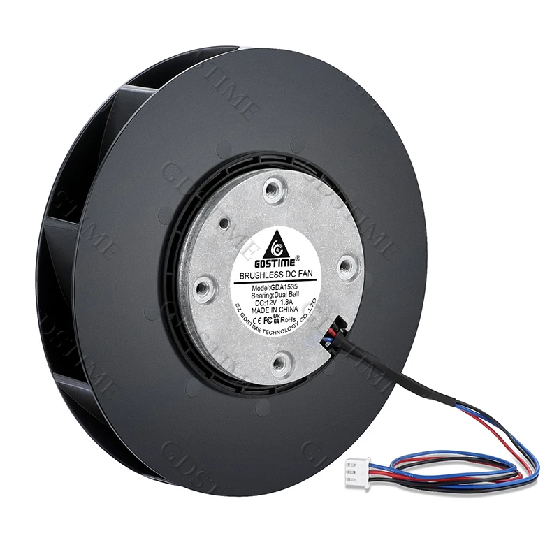 Gdstime 150MM Fan DC 12V 150MM*35MM Centrifugal Turbo Cooler Fan 15035 Large Air Round Fan 15CM Dual Ball 3PIN PWM Pipe Blower image 2
