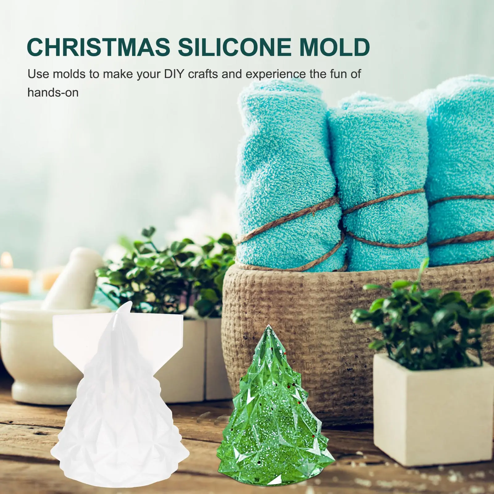 2pcs Silicone Christmas Tree Molds Diy Resin Non-Stick 3D Night Light Desktop Ornament Craft Xmas Lamp Mould Epoxy