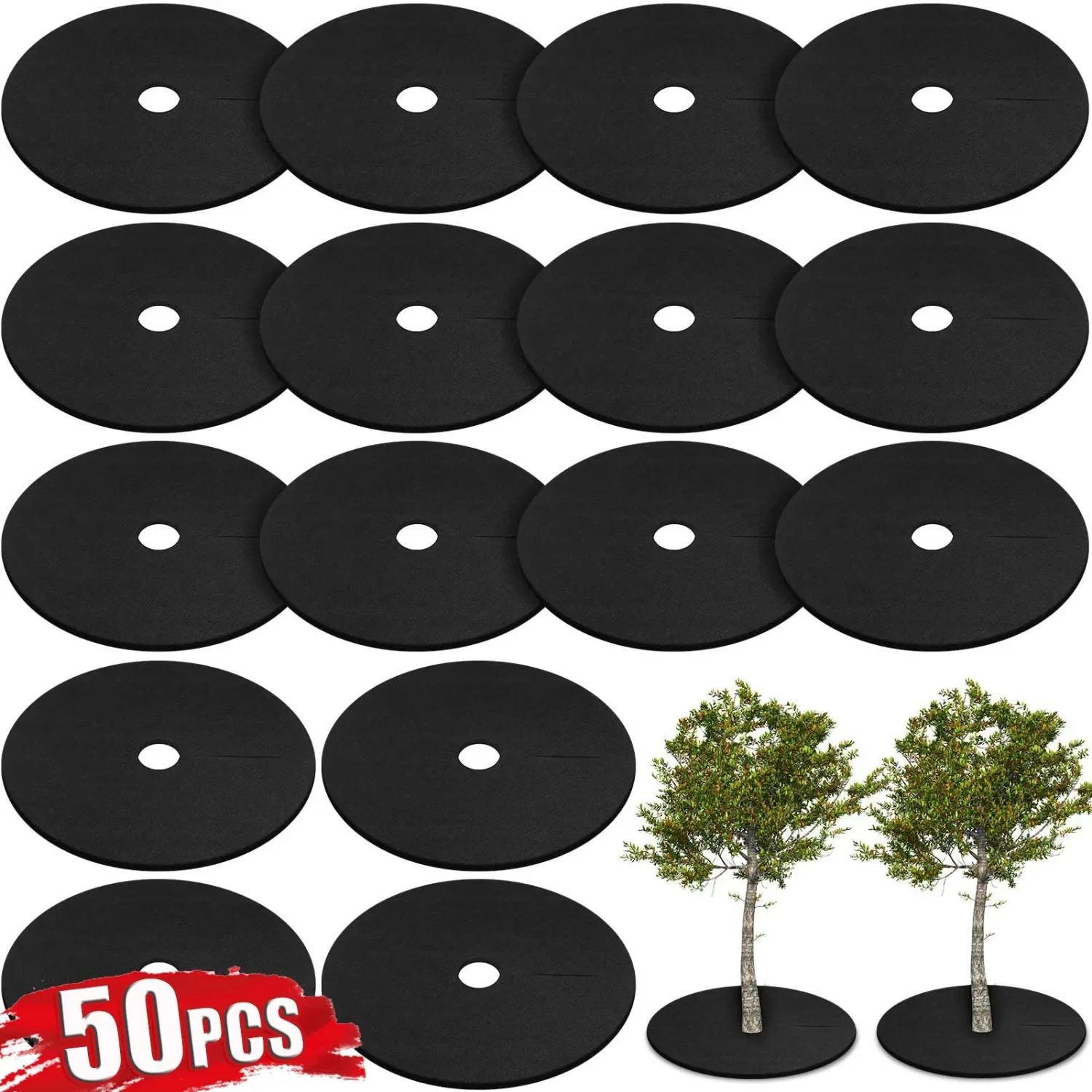 5-50pcs Non Woven Tree Cover Rings Round Protector Weed Fabric Degradable Plant Cover Mat Garden Anti Grass Tools Felt Cloth