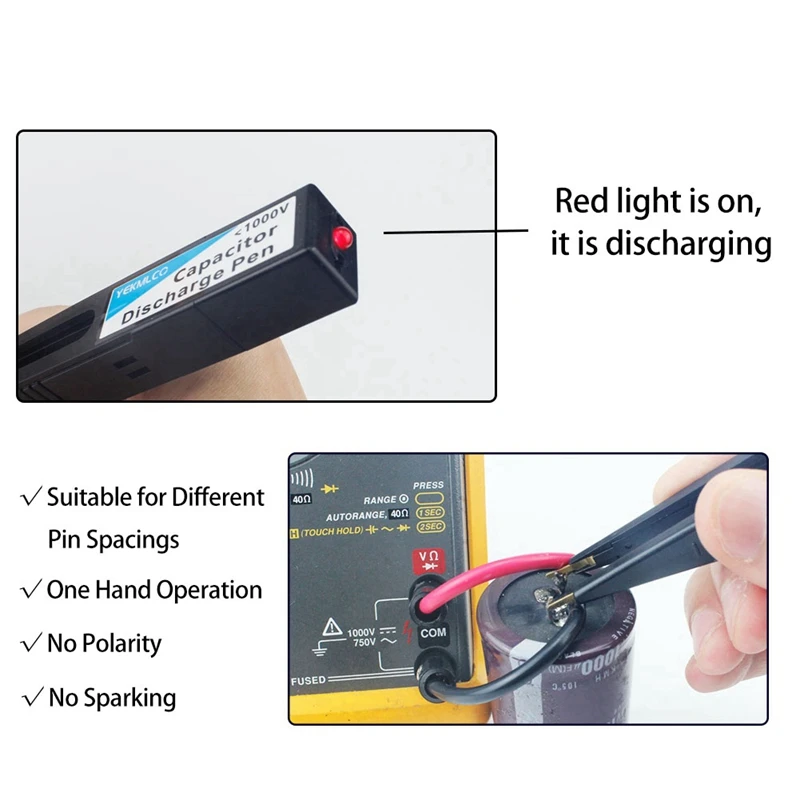 Capacitor Discharge Pen Fast Discharging High Voltage 1000V Repair Tool Discharger For Electronic Safety Intelligent