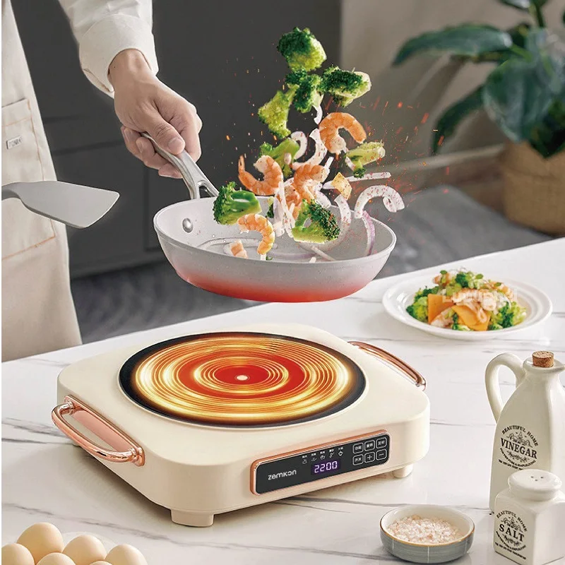 

Smart Electric Ceramic Stove 2200W High-power Stir-fry Induction Cooker Home Electric Tea Stove Multifunction Timing Tea Brewer