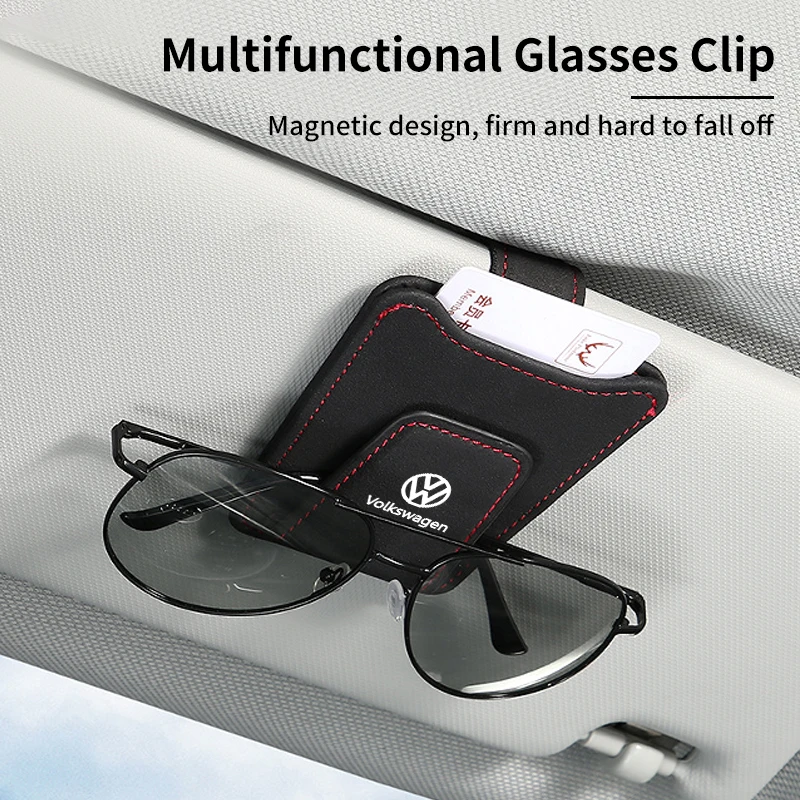 Car Glasses Storage Clip Sunglasses Card Ticket Holder For VW GTI Polo Passat Scirocco Golf Tiguan Jetta T-ROC Touareg Touran CC