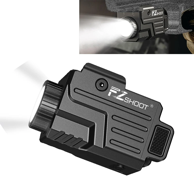 EZshoot Tactical Flashlight 800 Lumens Compact Pistol Light Rechargeable Compatible with Picatinny and GL Rails Strobe Mode