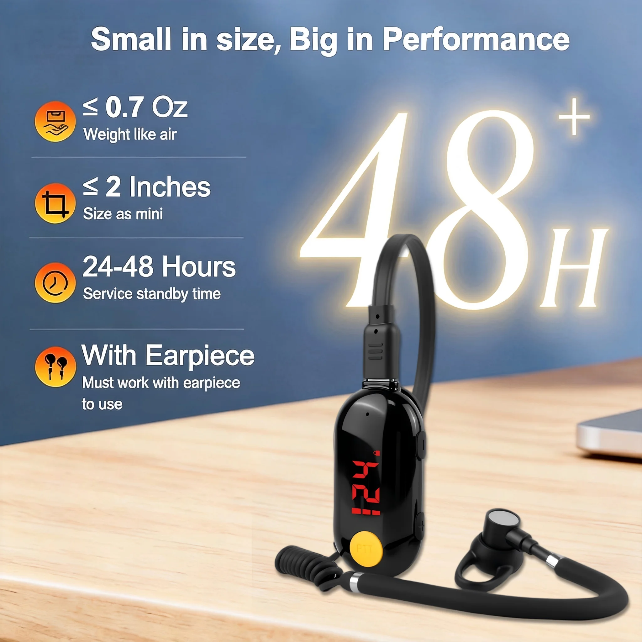 Sinorise Ear-Hook super mini small Walkie Talkie Talkies baseball communication device two way radio  with earpie Is Suitable for Restaurants, Clubs, Supermarkets, Hospitals, Etc., Built-In Two-Way Radio Fm Transceiver