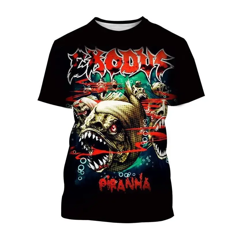 Hot Selling Exodus Personalized Printed 3D Printed T-Shirt Personalized Band Hip Hop Men's and Women's Casual Cool T-Shirt