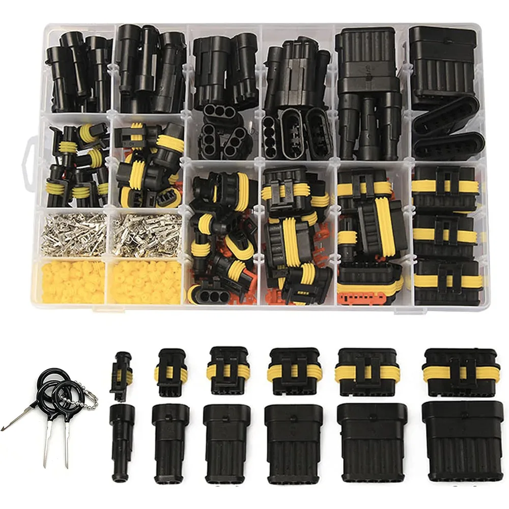 

711Pcs 43 Kits Waterproof Automotive Electrical Connector Terminals 1/2/3/4/5/6 Male&Female Pin Automotive Wire Connectors Kits