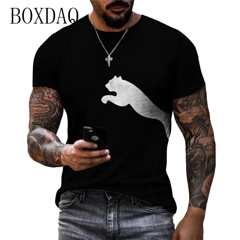 Short Sleeve Men's Leopards Animal Graphic Fashion T-shirts Summer Street Style 3D Printed Oversize Tee 6XL Big Size Casual Tops