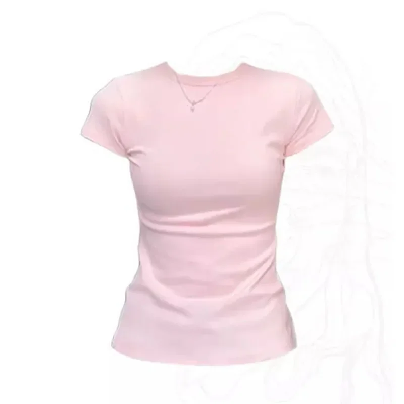 

Однотонные базовые футболки с коротким рукавом, женские летние повседневные простые черно-белые футболки с круглым вырезом, женская корейская хлопковая обтягивающая футболка