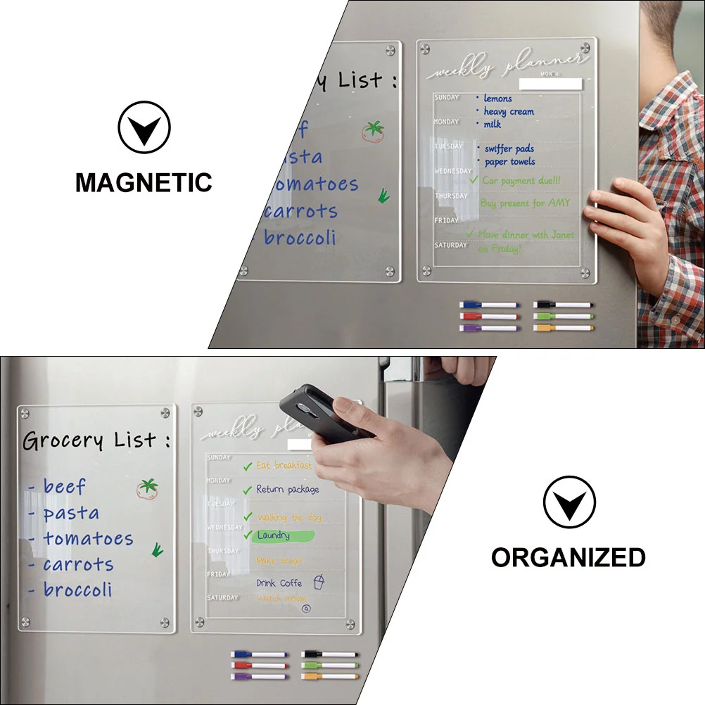 Three-dimensional Magnetic Acrylic Weekly Plan Note Message Board Erasable DIY Refrigerator Fridge Whiteboard Calendars