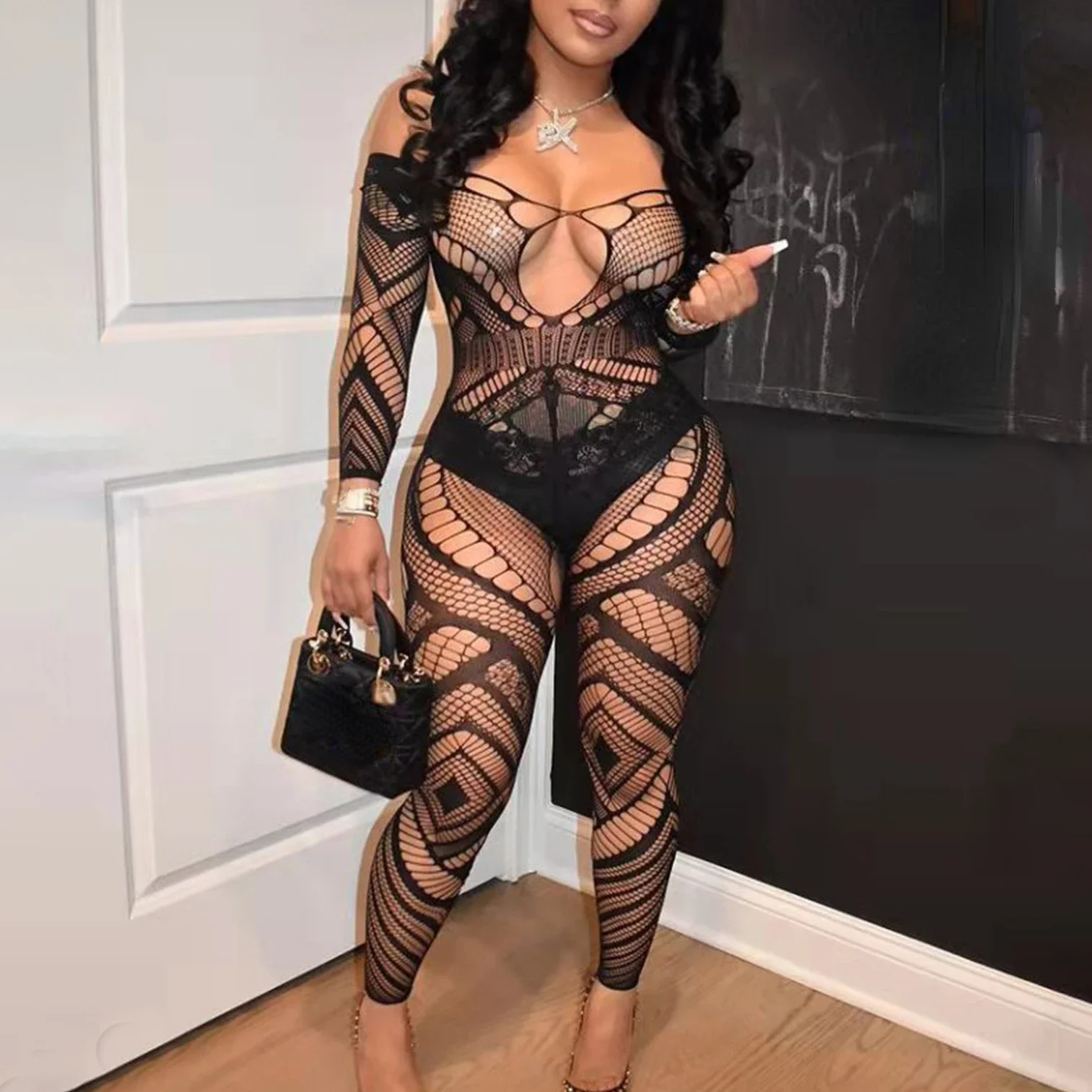 

Female Star Bodysuit Long Sleeve Sexy Bodysuits Hot Selling Flirting Lingerie Party Clothes for Women Lady Gifts sexy lenceria
