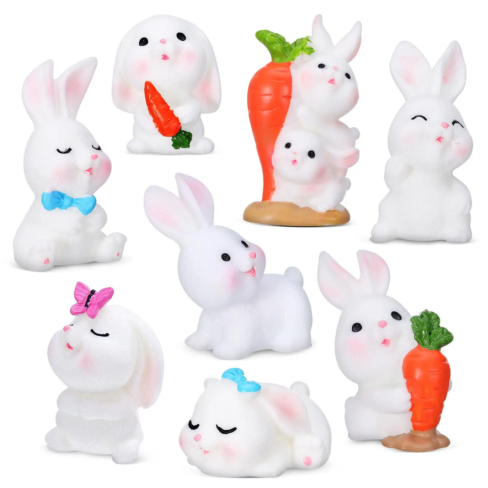 

Mini Bunnies Small Spring Figure L scape Bunny nament Artificial Rabbits Figurine Fake Toy Birthday Party Statue
