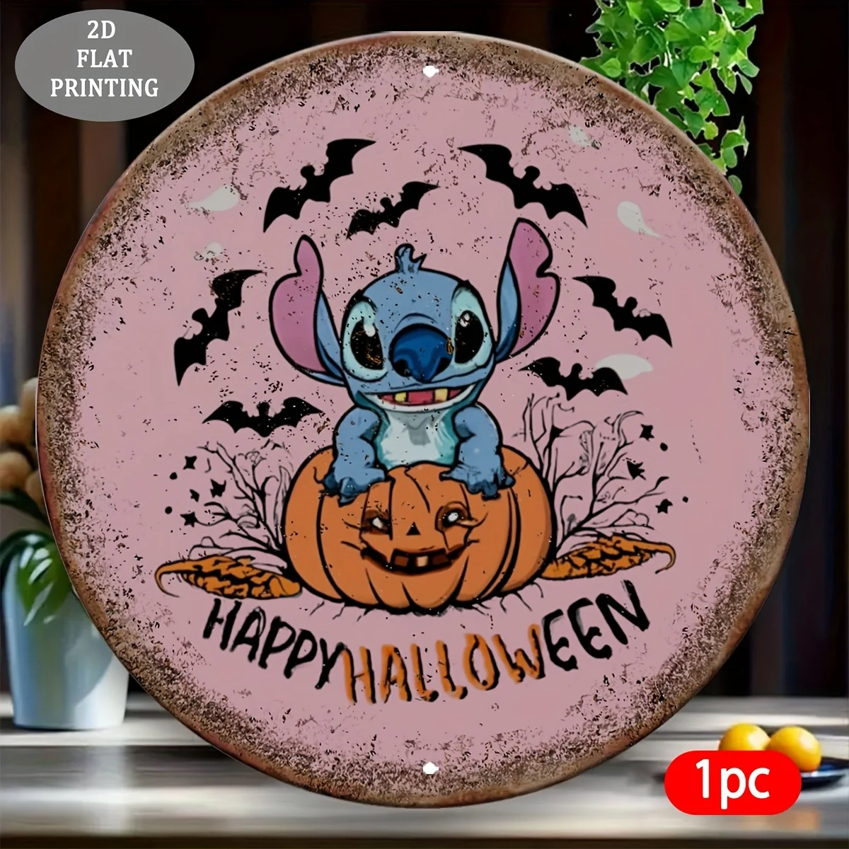 مسطح ثنائي الأبعاد، قطعة واحدة، لوحة ألومنيوم بنمط غرزة مسطحة ثنائية الأبعاد، لافتة زخرفية مستديرة متعددة الأغراض للفناء والحديقة وديكور المنزل - Stylis