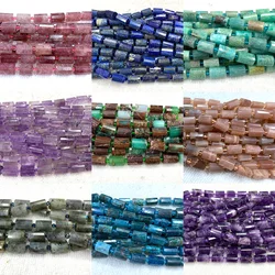 Veemake Faceted Column Tube Beads Amethyst Lapis Lazuli Quartz Amazonite Apatite Ametrine Chrysoprase Moonstone Labradorite C4