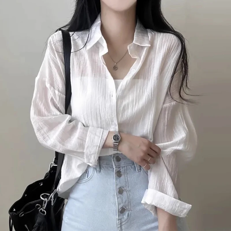 Chaqueta csera fina de manga larga hoada y e para mujer, Top versátil con cuello vuelto, ropa informal de negocio...